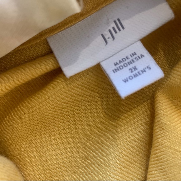 J. JILL YELLOW LINEN BLEND DRAWSTRING JACKET BUTTON FRONT WITH POCKETS - Picture 5 of 15